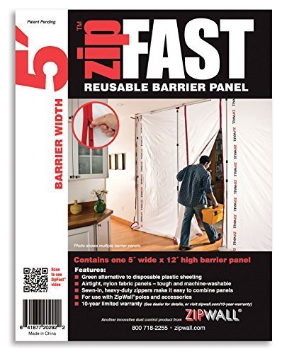 ZipWall ZF5 ZipFast Reusable Barrier Panel for Dust Barriers 5-Feet by ZIPWALL