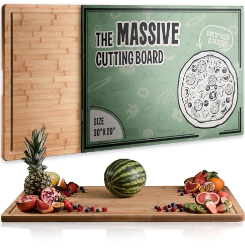 Comparison: Best Cutting Board For Veg 11 Massive Extra Large Cutting Board for Kitchen 30 X 20 for Christmas - Heavy Duty Bamboo Chopping Boards for Meat, Veg & Charcuterie - Large Wooden Stove Top & Countertop (30