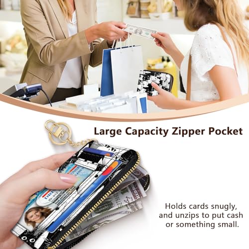 Image of GIANCOMICS Slim Wallet Credit Card Holder Women, Cats Rfid Blocking Small Card Case, Keychain Thin Pocket Curved Zipper Wallet, Travel Card Holder PU Leather ID Window, Ladies Female Gifts