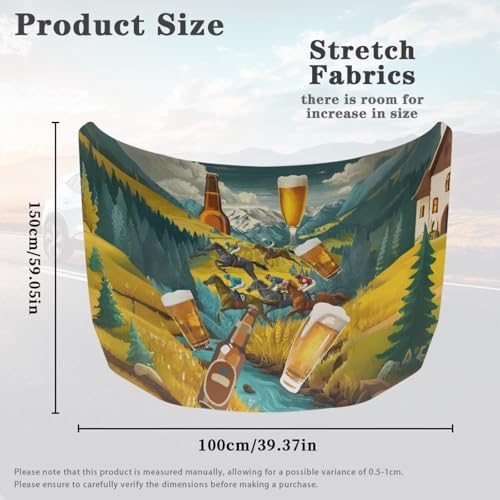 Image of Car Hood Cover, Car Hood Wrap Blankets Waterproof Horse Print Stretchable Auto Exterior Accessories for Compact Sedans SUV Trucks Van (59x39 Inch)