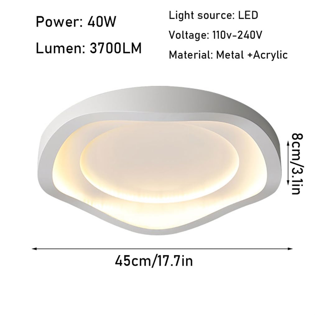 Plafonnier LED Encastré Ultra Fin 40 W, Rond, Blanc, 3 000 K/4 500 K/6 000 K, Luminaire Câblé, Pour Cuisine, Véranda, Chambre, Couloir, Escalier, Sous-sol, Intensité Variable, 1 Lot