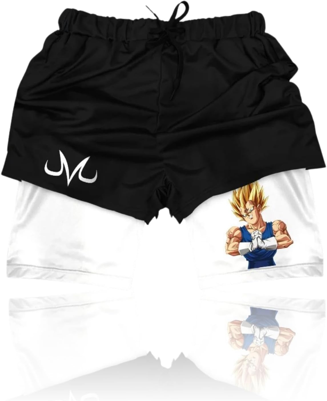 CROWN Anime Shorts - Breathable Mesh Stretch Compression Gym Short with Pockets and Towel Holder