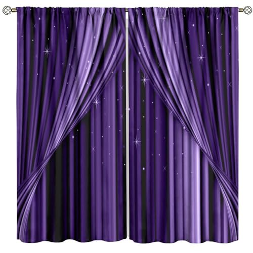 ICMOLYYENLO Abstract Gradient Blackout Curtains, Purple and Black Geometric Boho