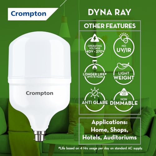 Image of Crompton LED60DFCDLPro-2 Base B22 60-Watt LED Bulb Combo (Pack of 2, Cool Day Light)