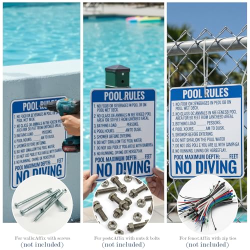 Cartel de Reglas para Piscina No Zambullirse 24 x 30 pulgadas miniatura 4