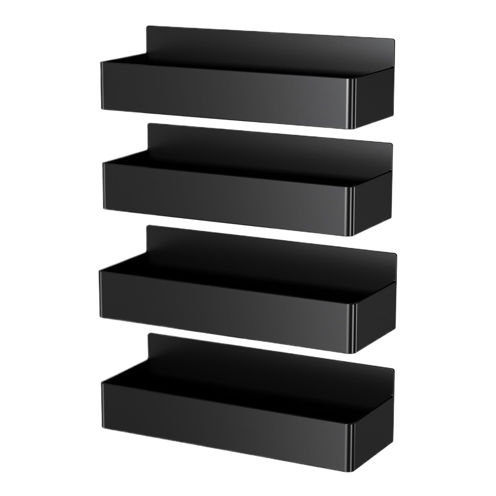 JTKSSCS Magnetic Shelf 4PCS Magnetic Spice Storage Rack Black Plastic Fridge Shelves Cabinet Organizer Kitchen Accessories the Side of Refrigerator