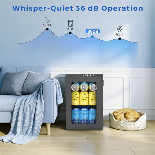 Image of COWSAR Commercial Beverage Refrigerator 24-Can Mini Fridge, Countertop Wine Cooler Small Adjustable Digital Thermostat, LED Light, Freestanding Countertop Drink Refrigerator for Home, Bar & Office