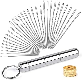NAMOON 30Pcs Hand Sewing Needles, 3 Sizes Large-Eye Sewing Needles, Sewing Needles for Hand Sewing, Yarn Sewing Needle with Storage Tube and Thimble, Sewing Needles, Perfect for Embroidery and Sewing