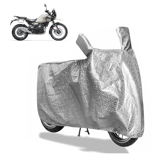 Image of Sulfar Bike Cover for Royal Enfield Himalayan 450 (Adventure) | Waterproof, Dustproof & UV Protected | All Weather Two Wheeler Cover (Silver) New 2026 Variants