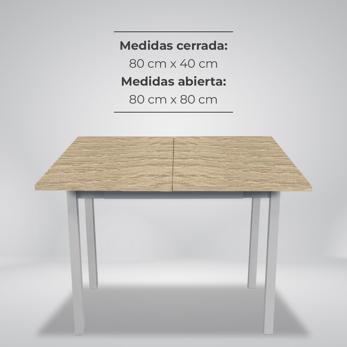 ASTIMESA Tipo Libro Tavolo da Cucina, Metallo Vetro Legno, Rovere Raw, 80x40cm