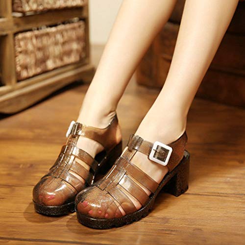 Image of Hee grand Crystal Jelly Heel Sandals for Women Summer Beach Jelly Shoes