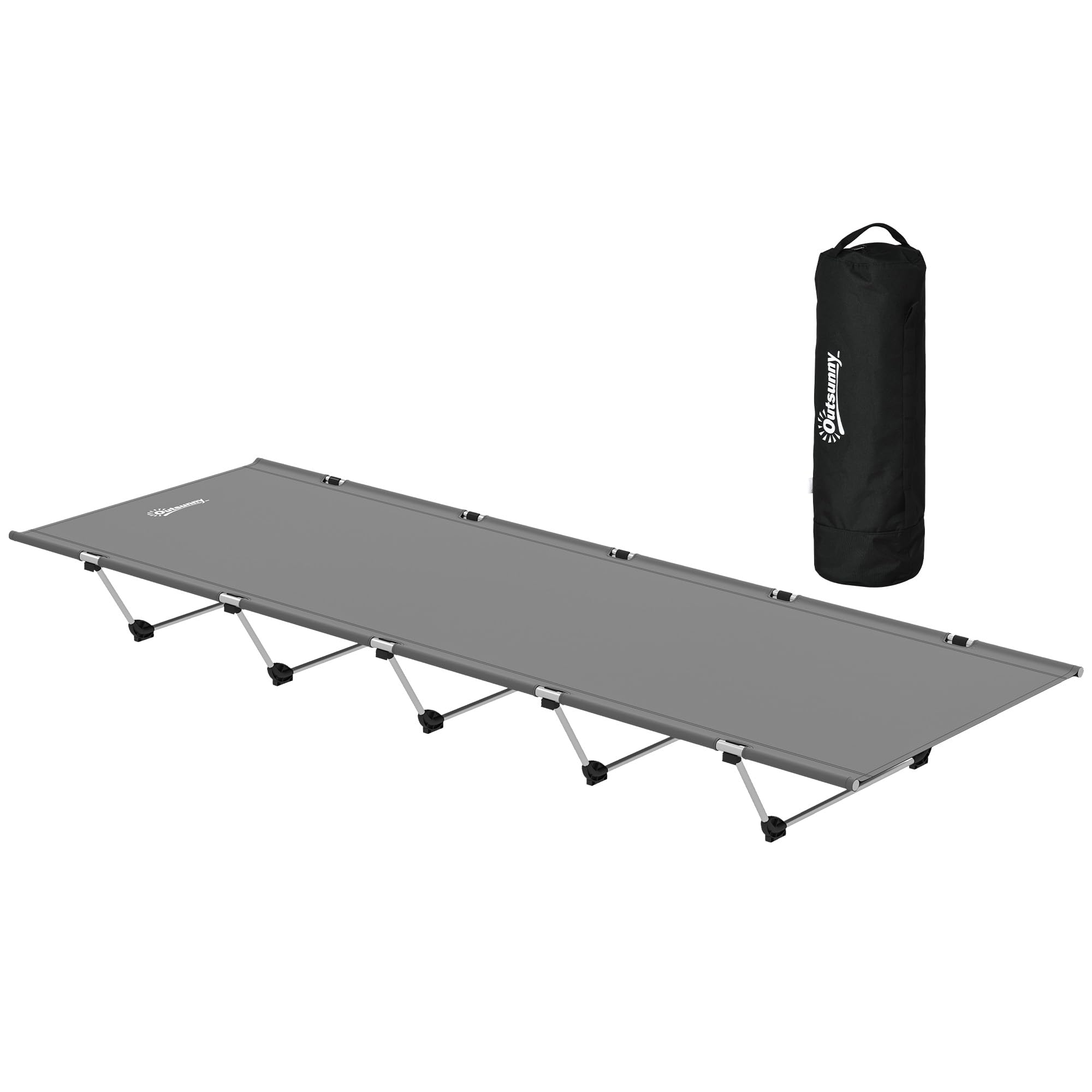 Outsunny Unisex Dark Grey Lightweight Camping Cot Portable Compact Sleeping Bed W/ Carry Bag In Single