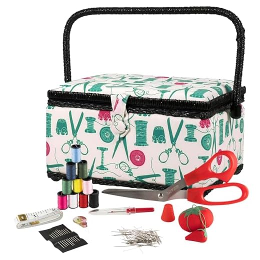 Singer 07271 Basket with Sewing Notions Kit & Removable Tray-Vintage Spools, Tan