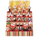 薬師窯 【桃の節句 ひな人形 】錦彩 花かざり 雛(五段飾り)