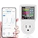 AC WiFi Watt Meter, Plug-in US Socket Power Meter, Backlit Large Color Display, Overload Protection, Kilowatt Wattage Voltage AMP Tester, Electrical Energy Monitor,Delay to restore power supply, Timer