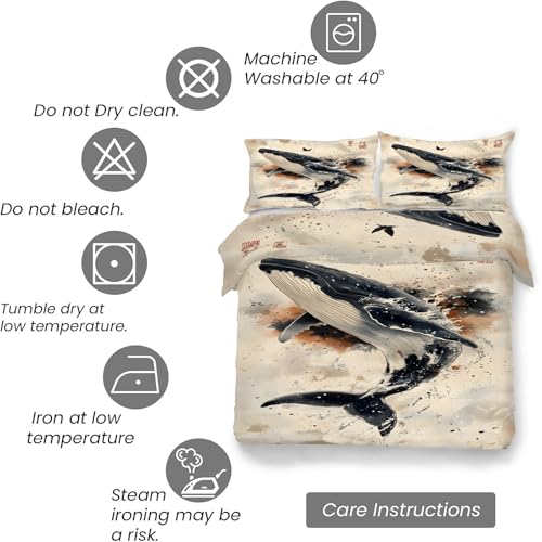 Housse de couette 200x200 cm avec 2 taies d'oreiller La Baleine Bedding - 7