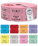 INDIANA TICKET CO. 2.000 boletos rosados para rifa de doble rollo, boletos de rifa 50/50 de alta calidad, boletos para eventos, carnavales, premios de puerta, bebidas y más