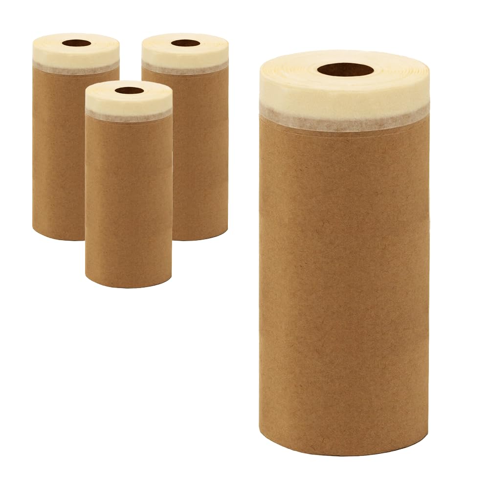 Alfa Papier de masquage adhésif – Ruban crêpe 300 mm x 25 m – 4 pièces