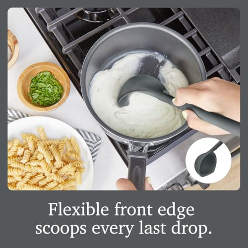 Image of Tovolo Flex Core Silicone Ladle BPA Free Charcoal Gray Deep Silicone Soup Ladle, Heat Resistant All Silicone Ladle Construction, Large Dishwasher Sage Soup Ladle Kitchen Utensil for Cooking