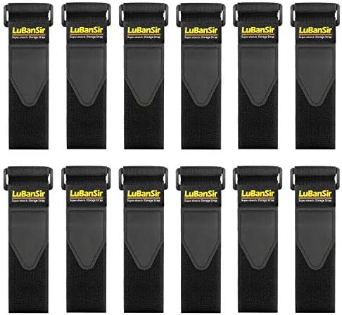 LuBanSir Cinch Straps - 2" x 18" (12 Pack) Elastic Hook and Loop Storage Straps with Buckle for Bicycle, Truck, Boat and More for Extension Cords, Ropes, Hoses Organization