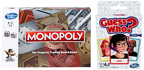 Image of Monopoly Deluxe Edition Game, Fantasy Board Game, Ages 8 Years Old and Up&Guess Who Card Game - The Original Guessing Board Game with A Twist - 2 Player - 5+ Years