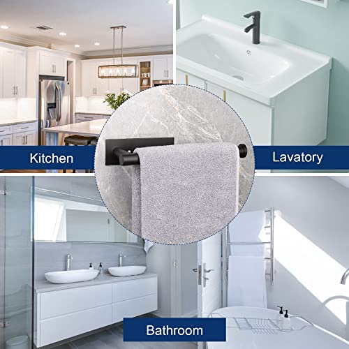 Nearmoon Self Adhesive Hand Towel Holder/Towel Ring, Stainless Steel Hand Towel Bar Rustproof Stick On Wall-Towel Rack For Bathroom, Adhesive And Wall Mounted, 9 Inch-Round (2 Pack, Matte Black) #TOP4