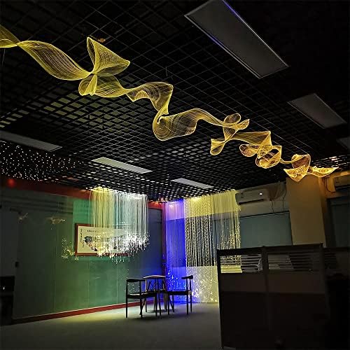 LED Fiber Optic Mesh Light Kits for Party Halloween - Optical Fibre Netting Light Up Ceiling Christmas Trees for Hotel Office Home Room Fall Decorations (6 Meters mesh + Remote)