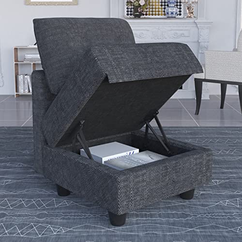 Llappuil Modular Sofa Middle Module With Storage For Customizable Sectional Sofa, Couch Accent Armless Chair, Black #TOP3