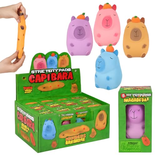 3 inch Kawaii Stretchy Sand Capybara Toy in Assorted Colors, 12 Piece Display