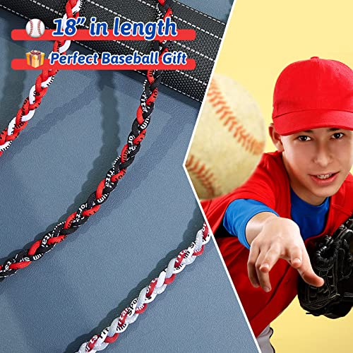 Image of Junkin Baseball Necklaces Three Braided Rope Titanium Necklace for Team Gifts Boys Men Player Softball Fans Sports