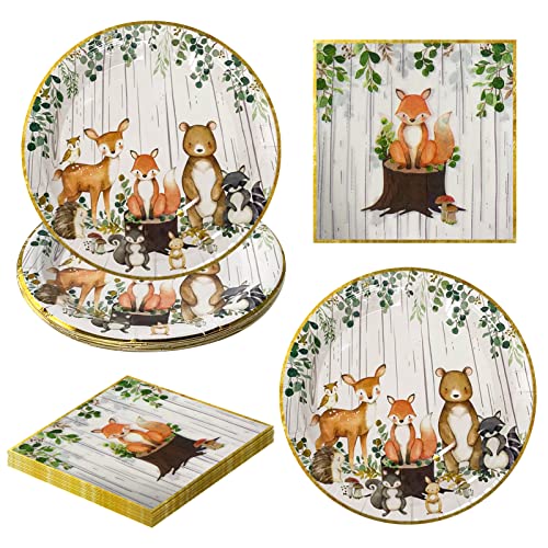 Jungle Animaux Vaisselle Anniversaire, 20 Pièces Vaisselles Jetables en Papier, Fournitures fête d'anniversaire Enfants Assiettes en Papier, Serviettes,...