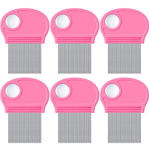 6 Pieces Head Lice Remover Nit Removal Hair Comb with Magnifier, Fine Metal