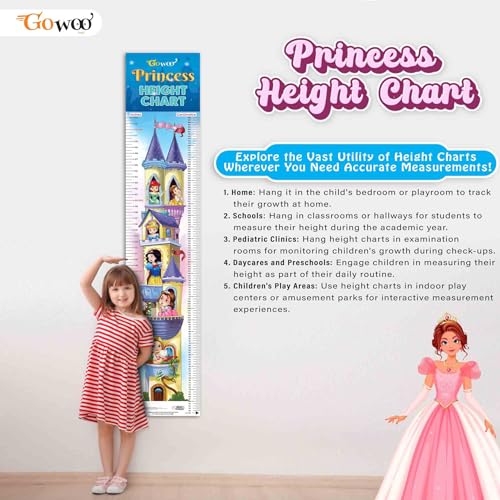 Image of GO WOO Life Cycle Chart and PRINCESS HEIGHT CHART | Set of 2 charts 1 Educational + 1 Height Chart | Dive into the combo Life Cycle Chart and Princess Height Chart
