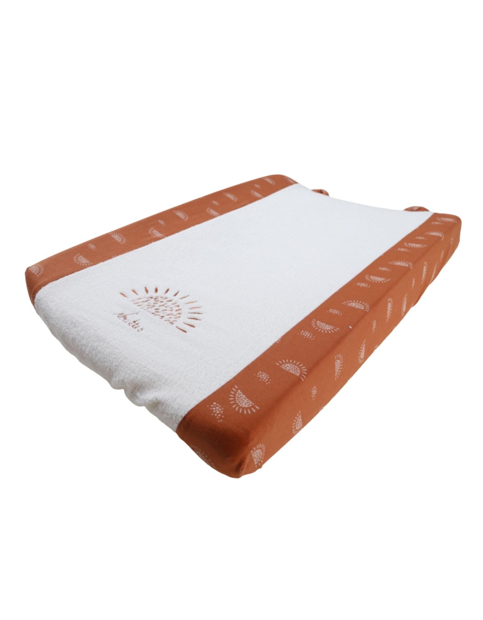 NOUKIE’S - Matelas à langer 45x67 cm Caramel avec housse en éponge de coton - Babou & Kendi - Soleil - Confort et absorption - Idéal dès la naissance