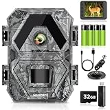 Wosportsトレイルカメラ 屋外 Full HD 防犯カメラ 乾電池式 小型 3600万画素 センサー 1440p対応 内蔵マイクIP66級防水防塵 赤外線LED 監視 夜間対応 動体検知 屋外 屋内 両用 0.2s超高速トリガー 32GBメモリーカード対応 日本語説明書付き24ヶ月の保証