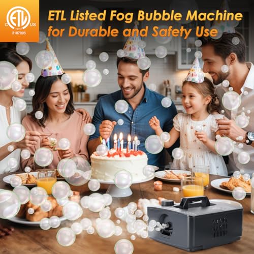 fog bubble machine 2 in 1 professional smoke bubble maker for stage party halloween christmas wedding birthday 8000fog filled bubble per minute 250w black