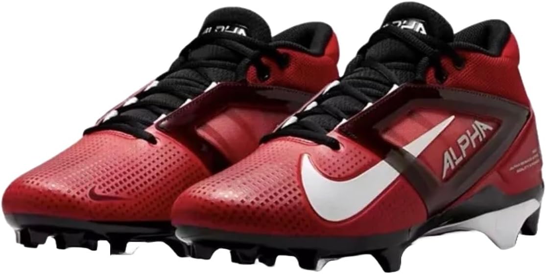 Nike Alpha Menace 4 Pro Football Cleats (FD7037-600, University Red/Metallic Silver/Team Red) Size 7.5 - Image 2