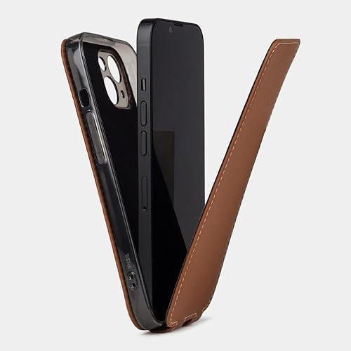 Miniatura 2 de Marcel Robert - Funda de piel auténtica para iPhone 13 - Modelo patentado - Fabricado en Francia - Caramelo