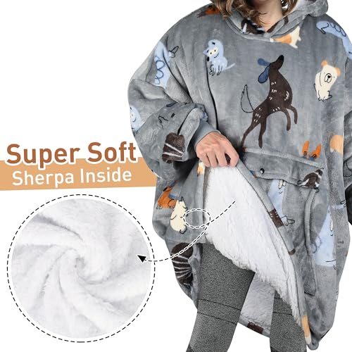 Image of Catalonia Oversized Hoodie Blanket Sweatshirt, Comfortable Sherpa Giant Pullover with Large Front Pocket for Adults Men Women Teenagers Wife Girlfriend