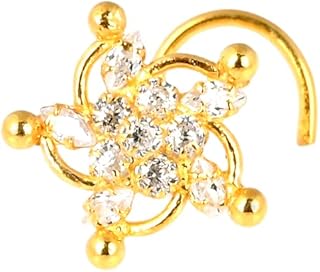 14k Crystal Star Nose Stud Cubic Zirconia Opal Nose Ring Tragus Earring Nose Jewelry Helix Earring White Gold Nose Stud with Round Nose Screw Style Nose Ring Cute Corkscrew Nose Rings