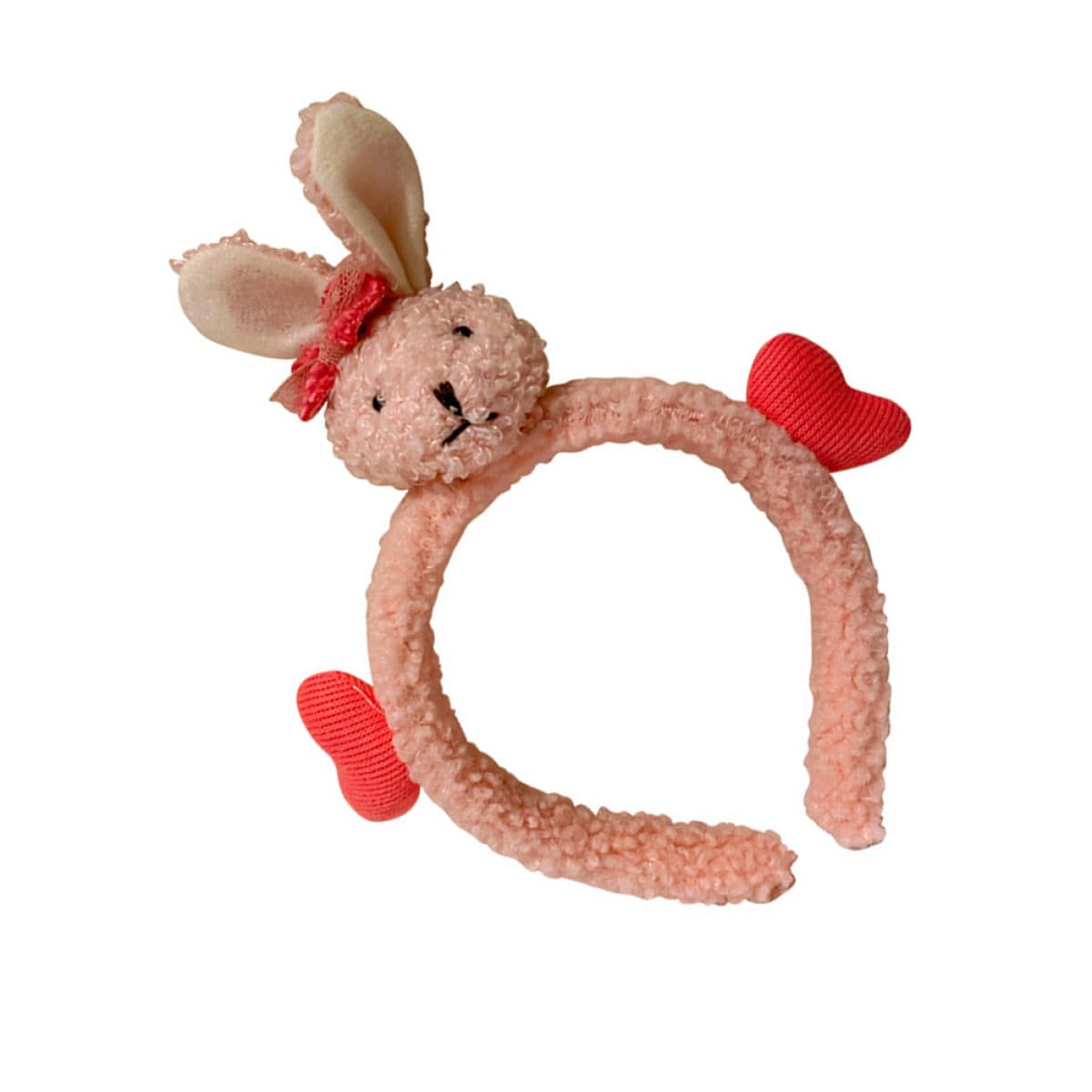 minkissy 2pcs Pink Bunny Heart Headbands Makeup Hair Bands Cartoon Animal Costume Hair Hoops for Women Party and Skincare Use