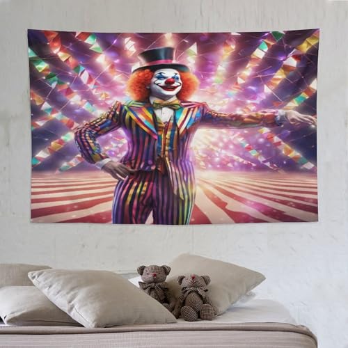 Tapisserie clown de cirque PAZZK tissu mural pour creer un decor de salon original