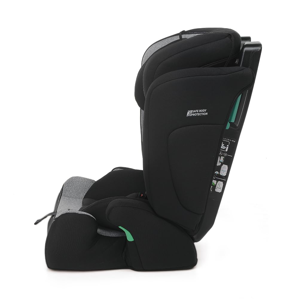 Foppapedretti Seggiolino Auto Babyroad I-Size, per bambini da 76 a 150 cm di altezza, 15mesi-12 anni, conforme ECE R129, Fissaggio a 3 punti, Safe Body Protection, Protezione Impatti Laterali, Carbon
