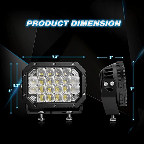 Image of Nilight - 14039C-B LED Light bar 2PCS 7.4Inch 100W Spot & Flood Combo 8000LM 5D Square Off Road Fog Driving Lights Roof Bumper Work Light