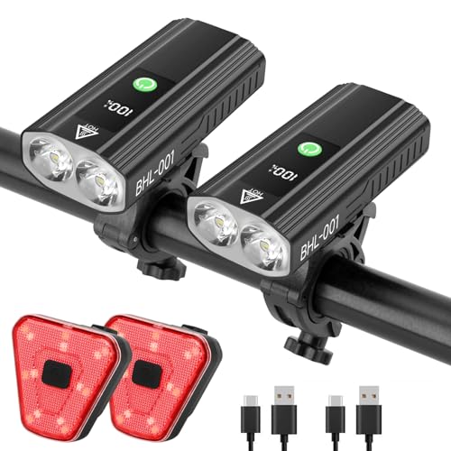 Super Bright Bike Light Set with USB Rechargeable LED