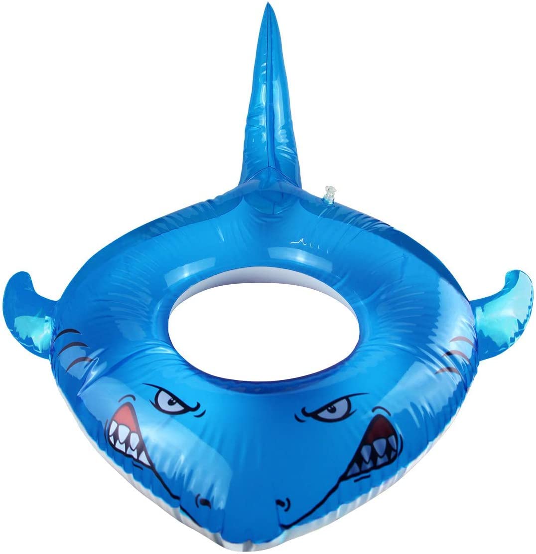 Flotador Inflable Gigante De Tiburón De 55x32 Pulgadas, Con Bomba De Pie Incluida, Ideal Para Piscina Y Playa, Para Niños Y Adultos
