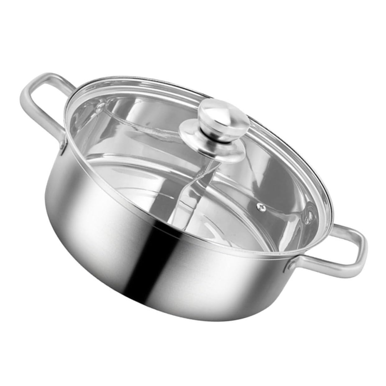 Marmite à fondue en acier inoxydable 28 cm à double poignée pour cuisson induction