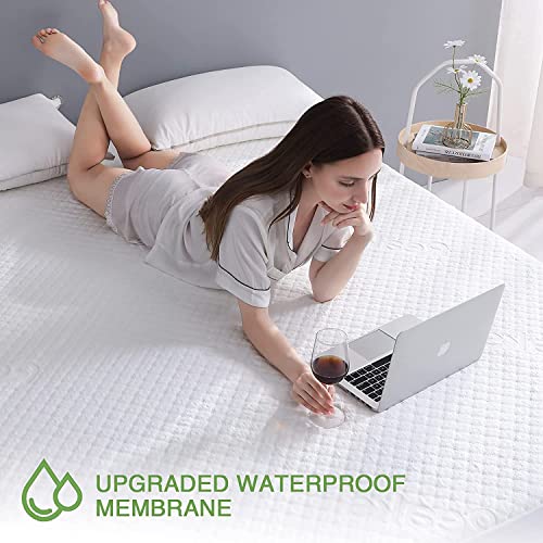 California King Size Waterproof Mattress Protector Bamboo Cooling Fitted Mattress Pad Cover With Deep Pocket Up To 18'' #TOP2
