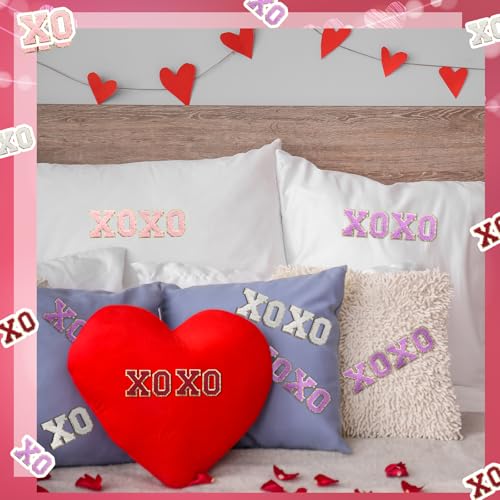 Solsew 32 Pcs Valentine Iron on Patches Valentine Patches XOXO Chenille Letter Patch with Glitter Gold Border Decor Sew on Embroidered Applique for Hat Bag Clothes(Elegant) by Solsew - Image 4