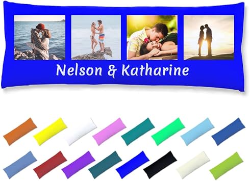 Personalized Body Pillow Case Design Your Own Custom Photo Collage Text Name Logo, Long Throw Zipper Body Pillow Cover Case Cushion Covers Pillow Covers Home Bedding Decoration, 20x54, Blue